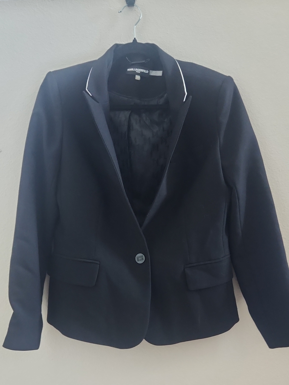 Karl Lagerfeld Paris Black Blazer with White Trim